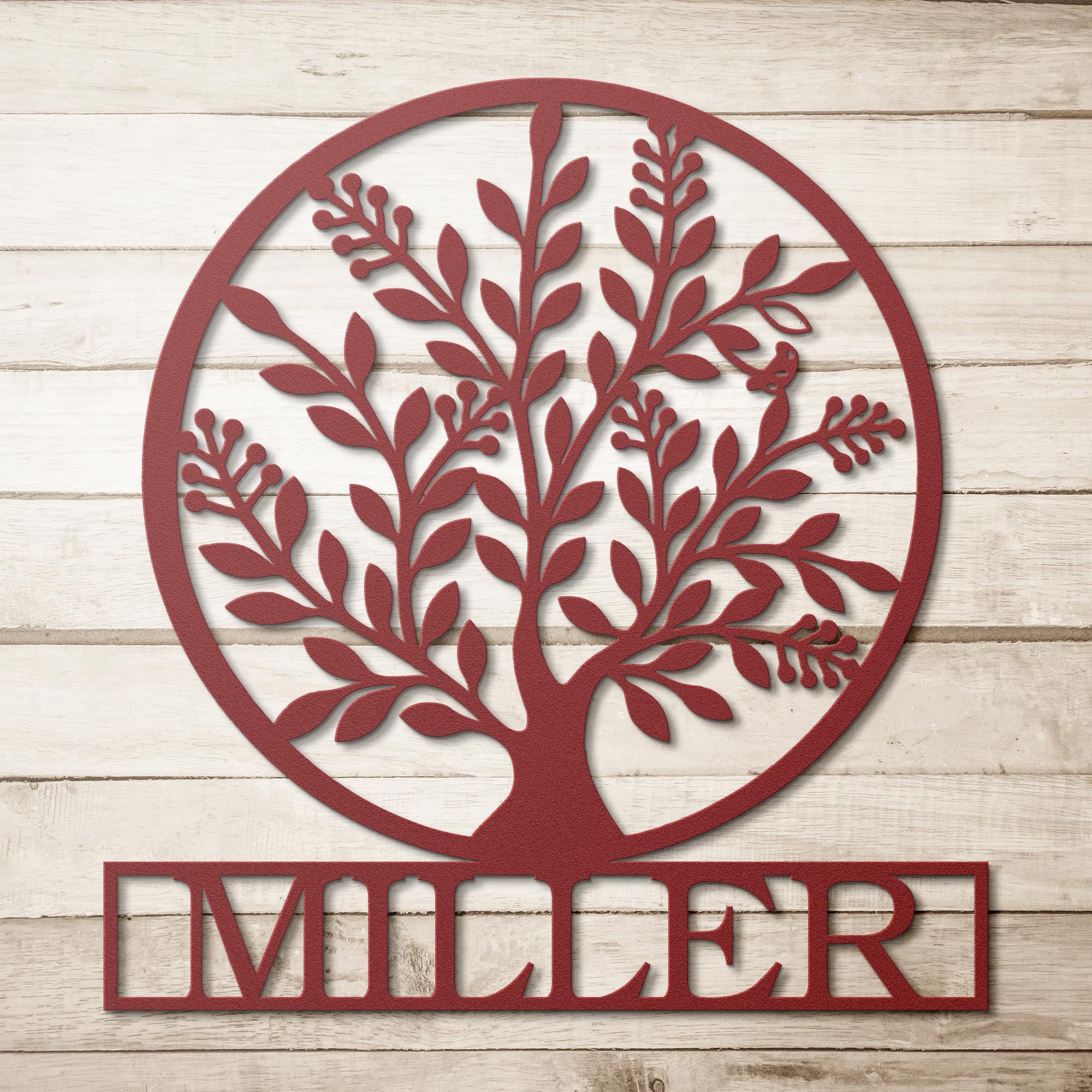 Personalized Family Tree Metal Sign, Custom Last Name Wall Art