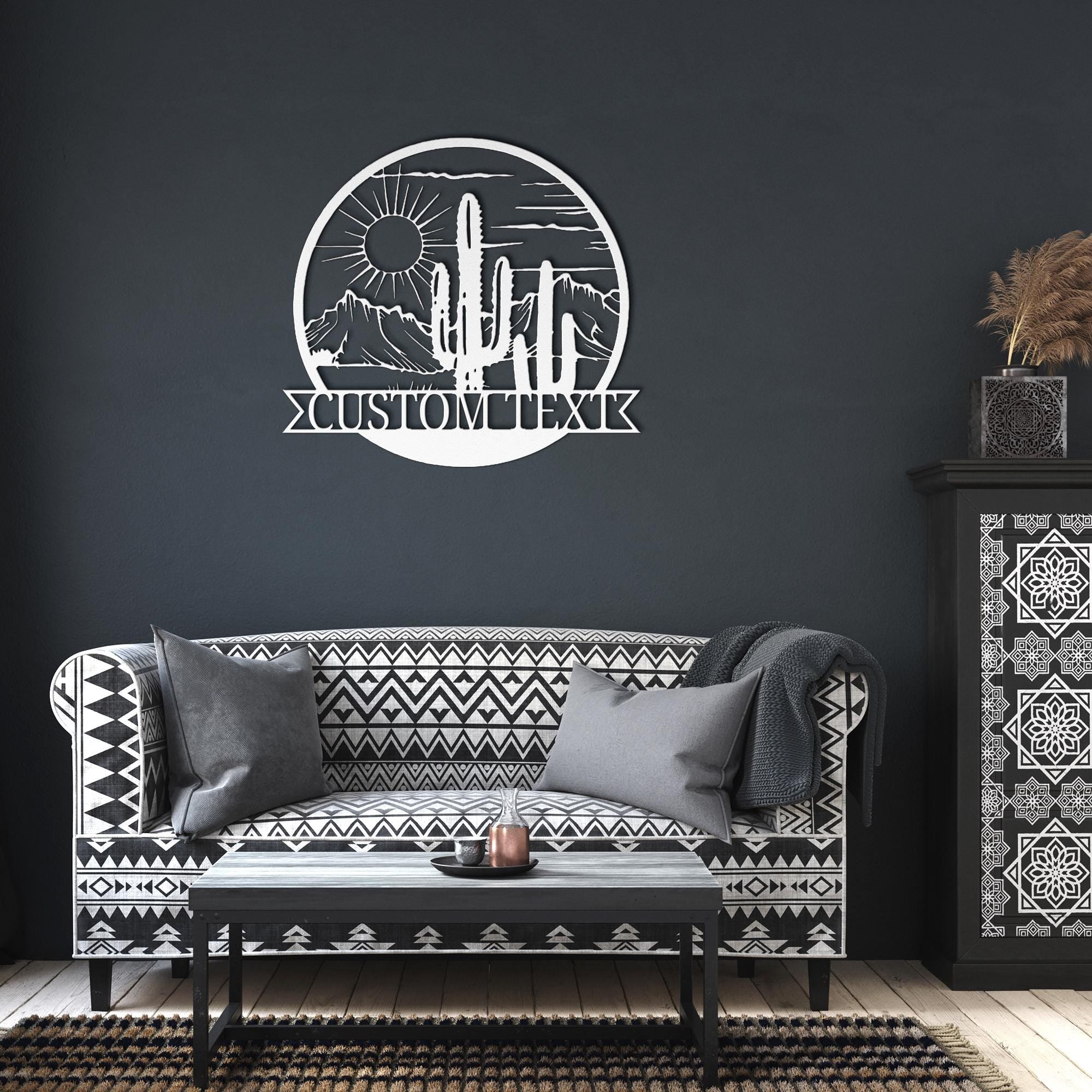 Custom Desert Metal Sign - Personalized Cactus & Saguaro Artwork for Southwest Wall Art