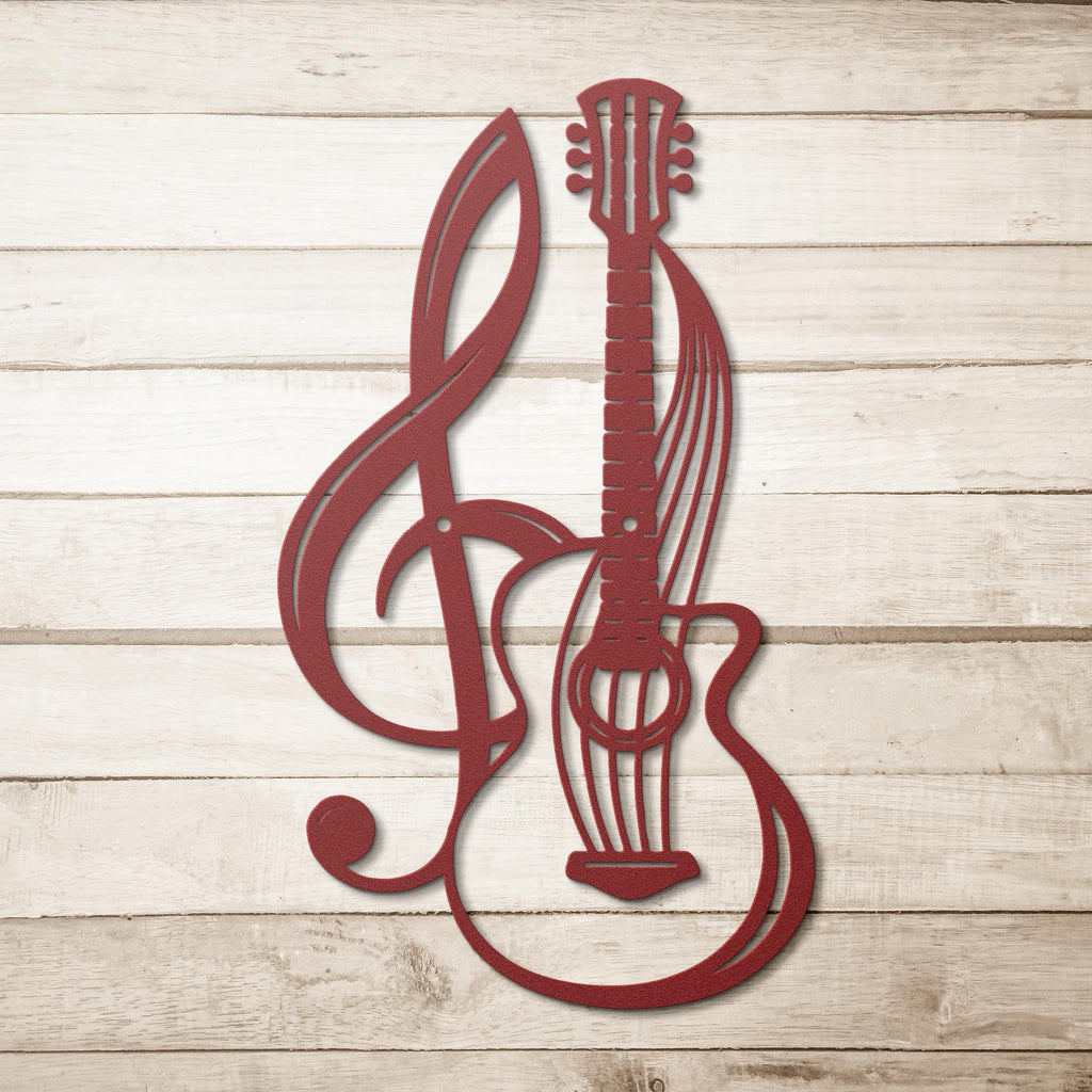 Guitar Metal Art – Die Cut Instrument Sign | Black Silhouette Music Wall Decor