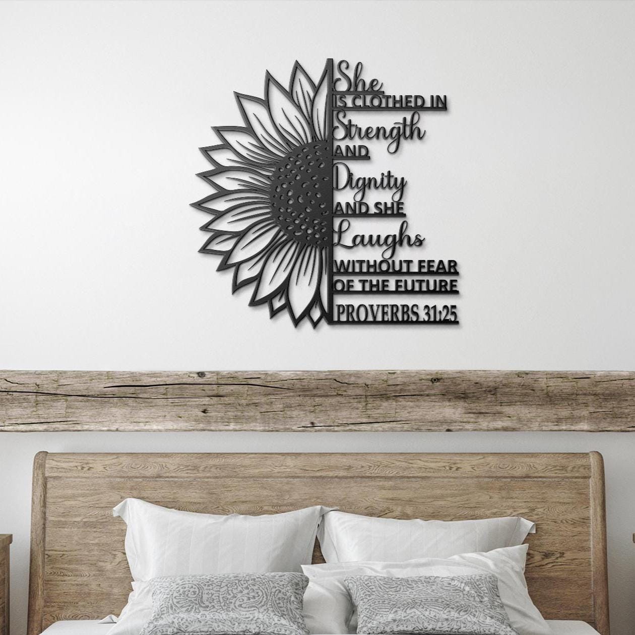 Christian Metal Wall Art, Proverbs 31:25, Faith Home Decor