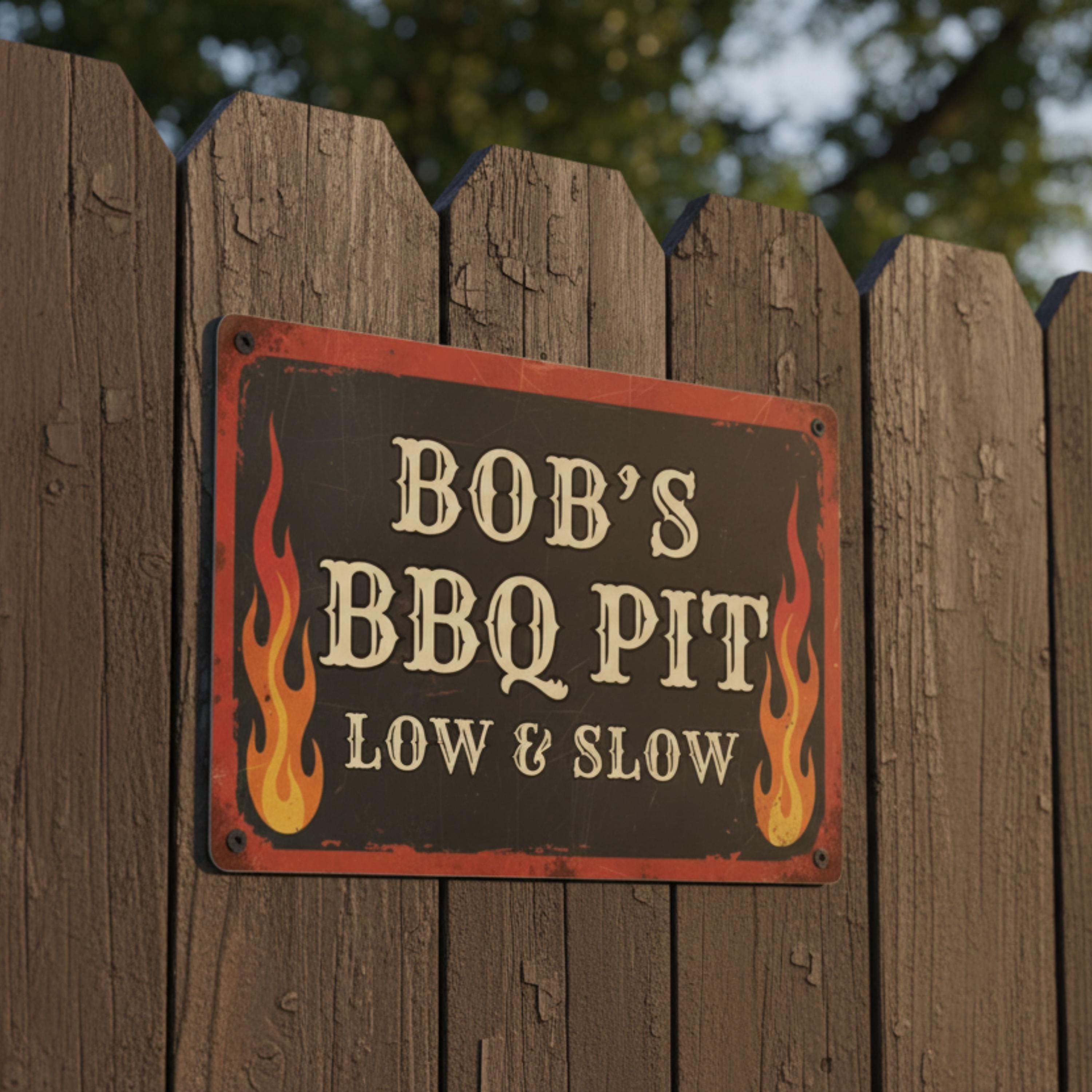 Custom BBQ Pit Sign - Personalized Grill Sign | Rustic Barbecue Wall Art & Grill Master Gift