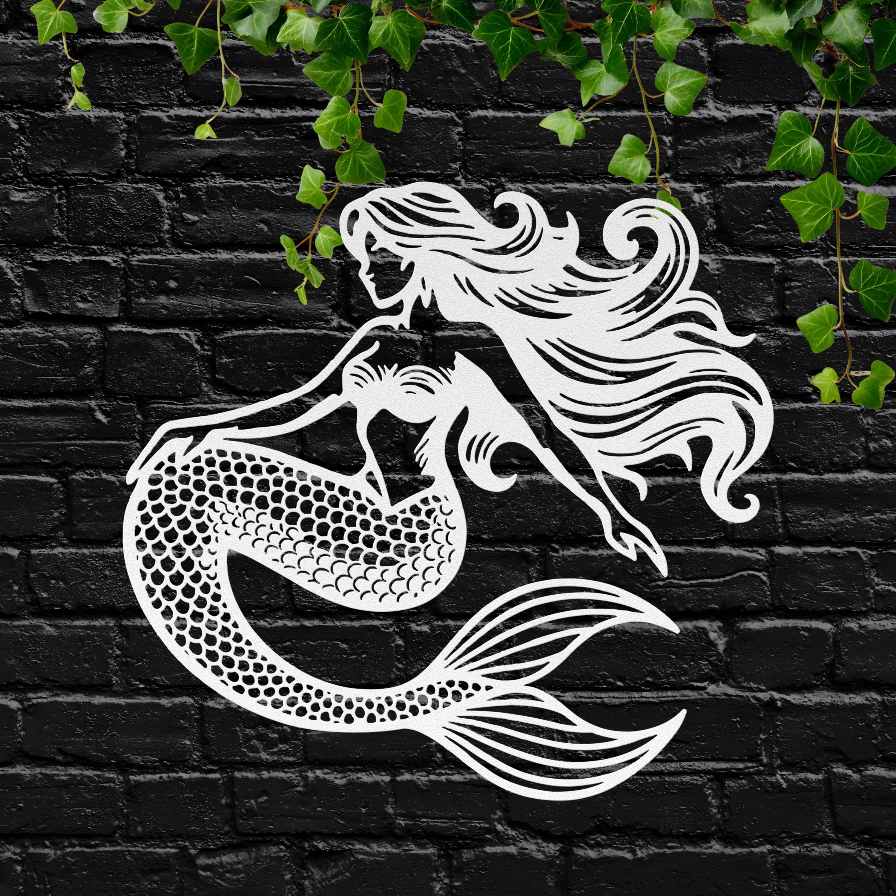 Classic Mermaid Die-Cut Metal Sign, Siren Nautical Decor, Fantasy Ocean Art, Beach Lover Gift
