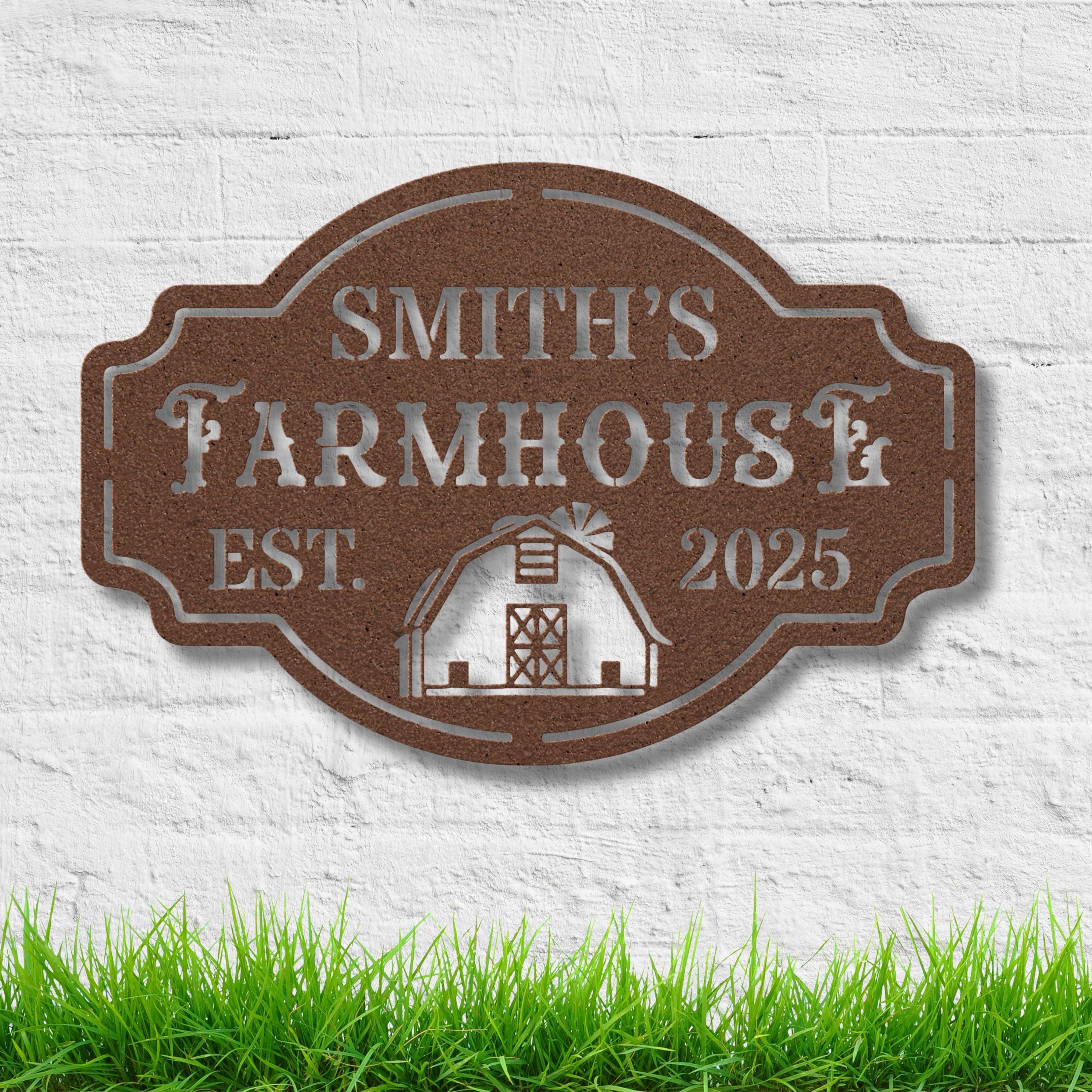 Personalized Farmhouse Sign – Custom Metal Sign with Family Barn Plaque & Established Date