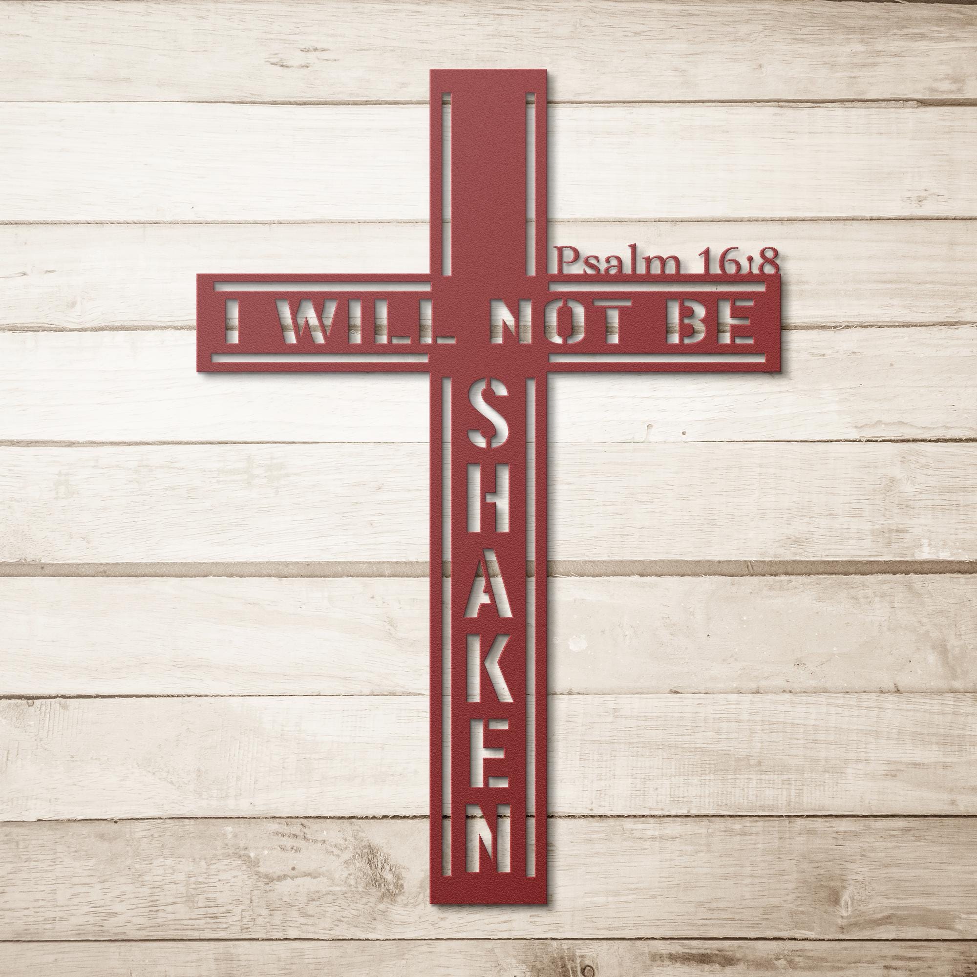 Psalm 16:8 Metal Cross Sign, Christian Home Decor
