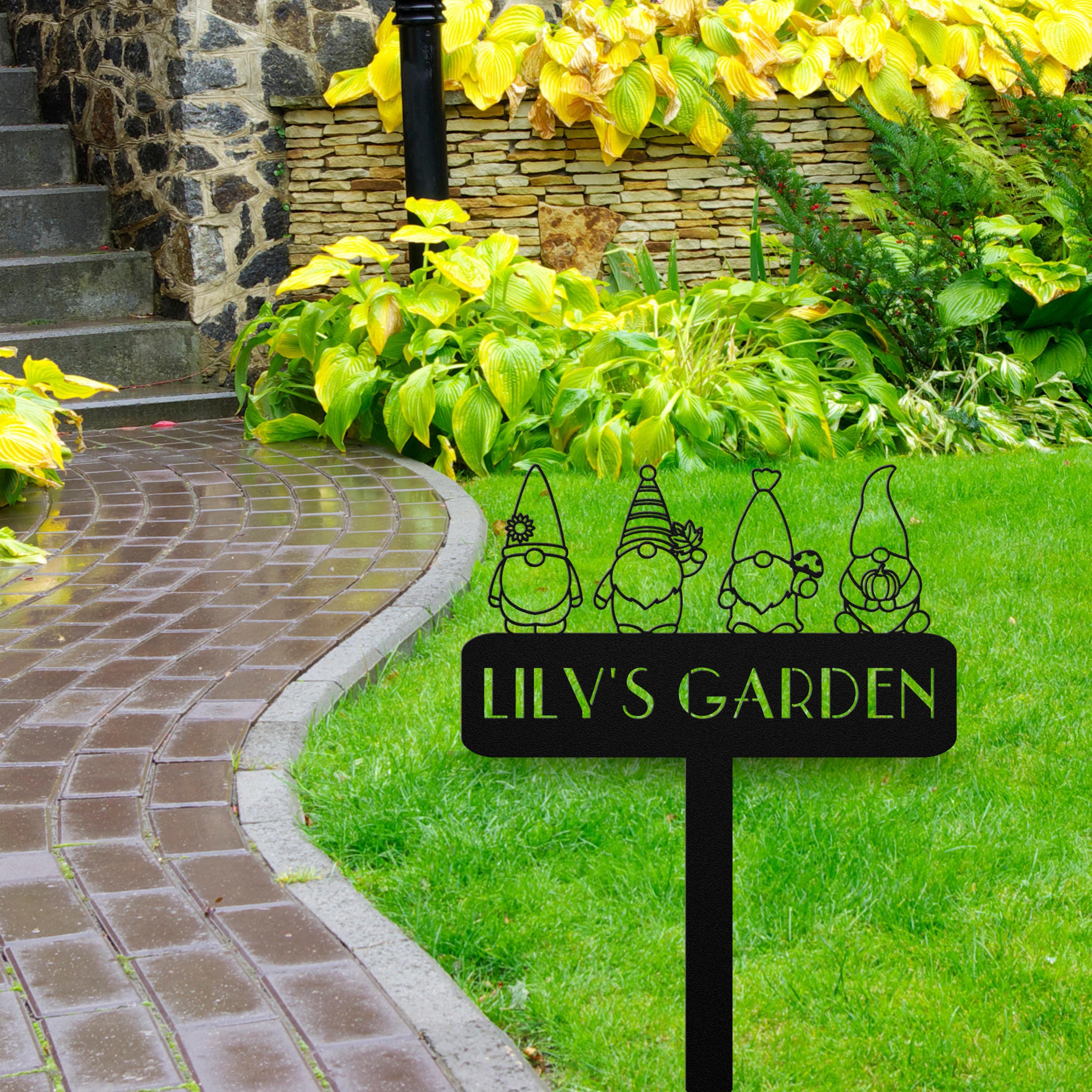 Custom Gnomes Garden Sign: Personalized Metal Garden Decor