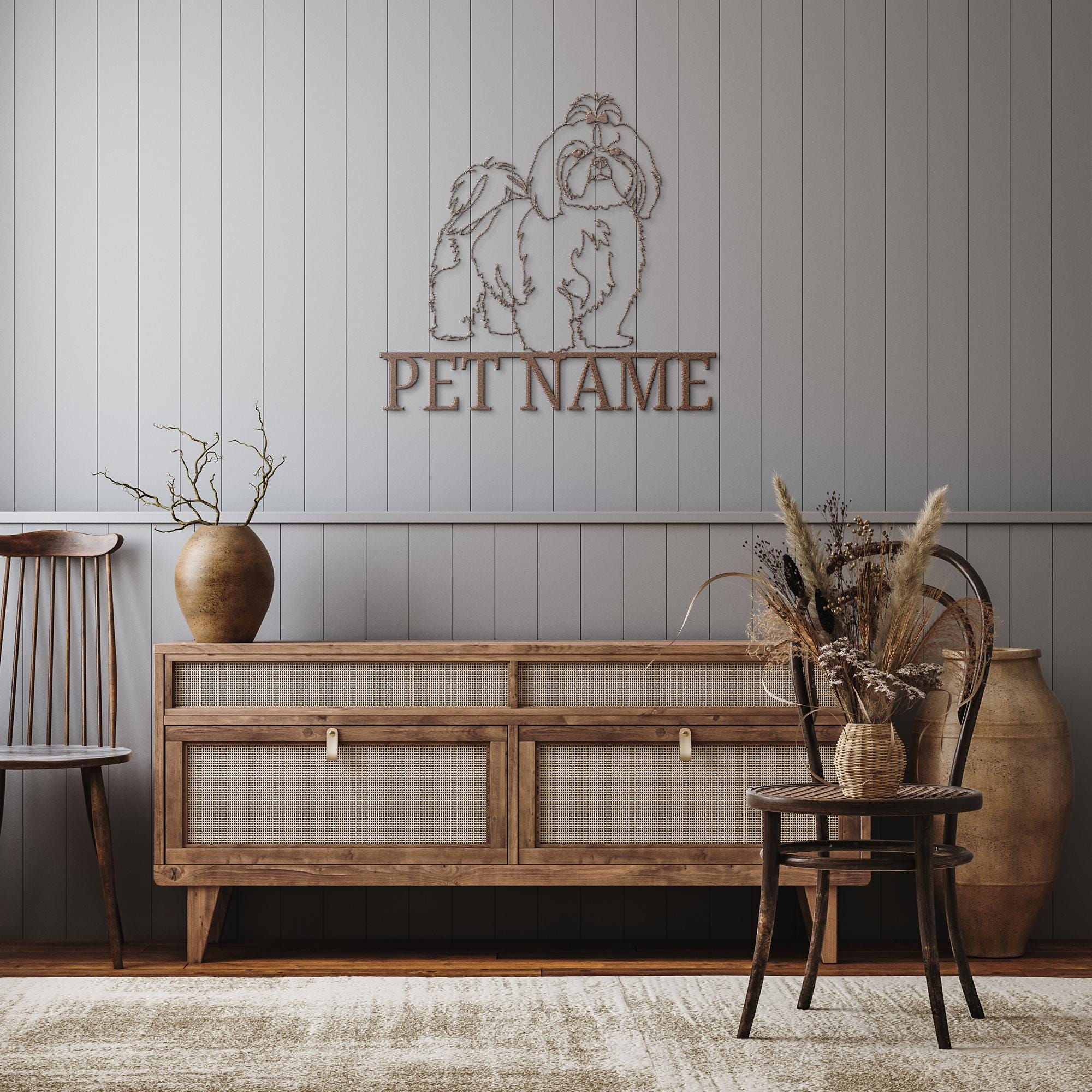 Personalized Shih Tzu Metal Sign, Custom Pet Memorial Decor