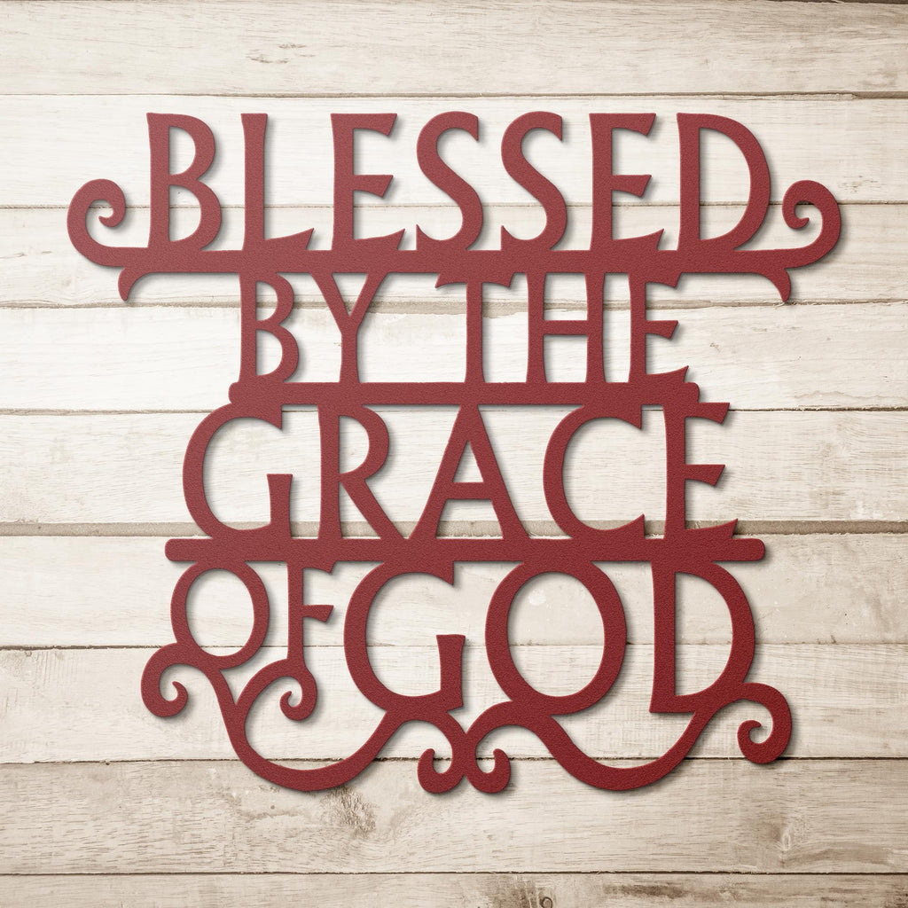 Blessed By Grace Sign, Christian Metal Wall Art, Religious Decor, Faith Wall Sign