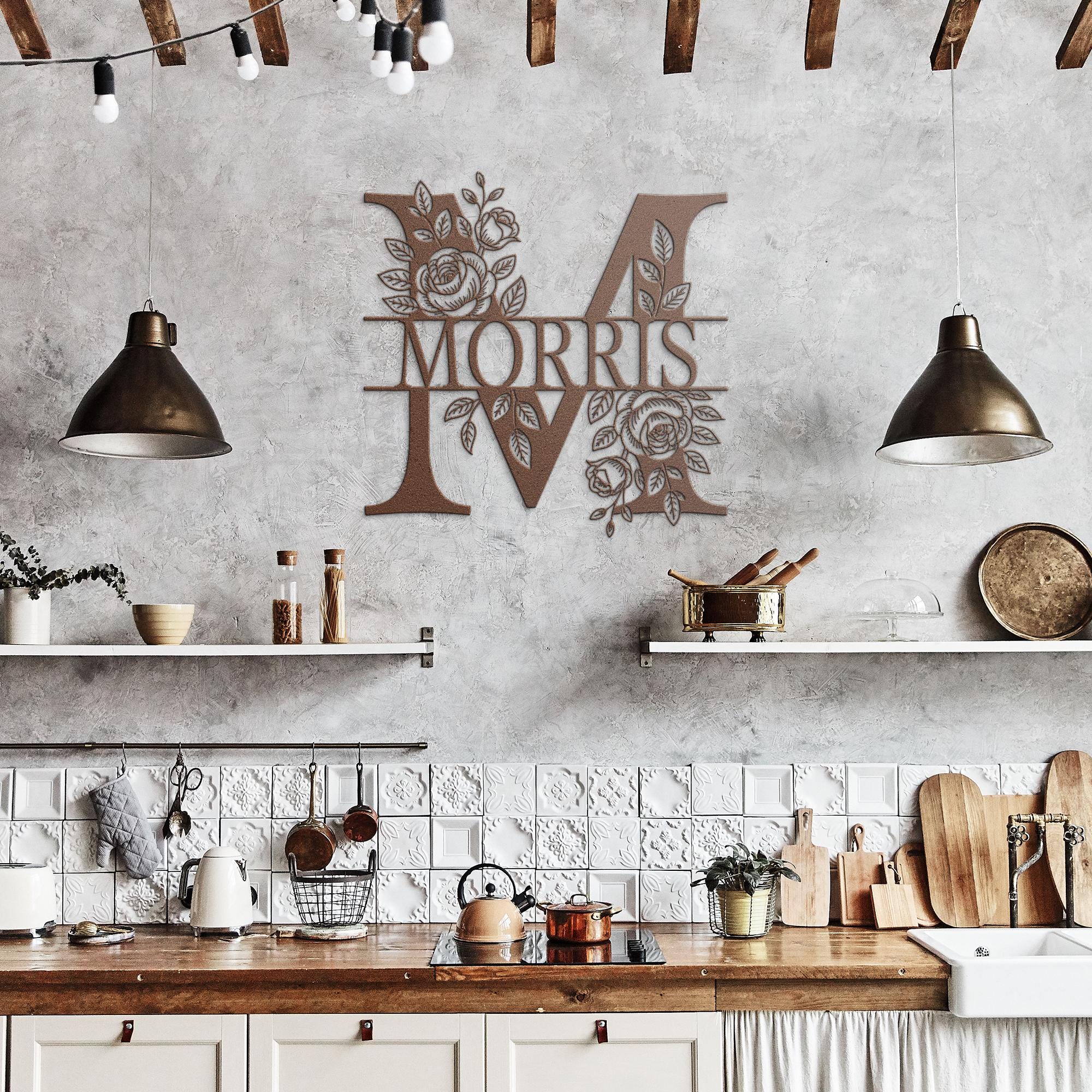 Floral Family Name Sign: Custom Metal Wall Art