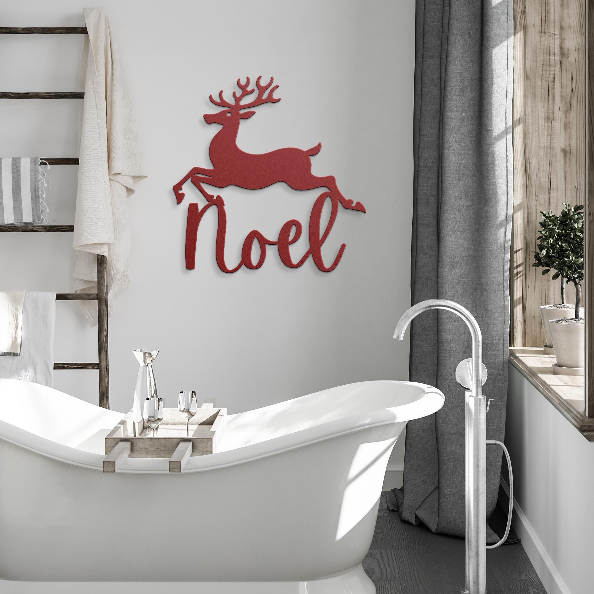 Reindeer Metal Sign, Personalized Christmas Noel Decor