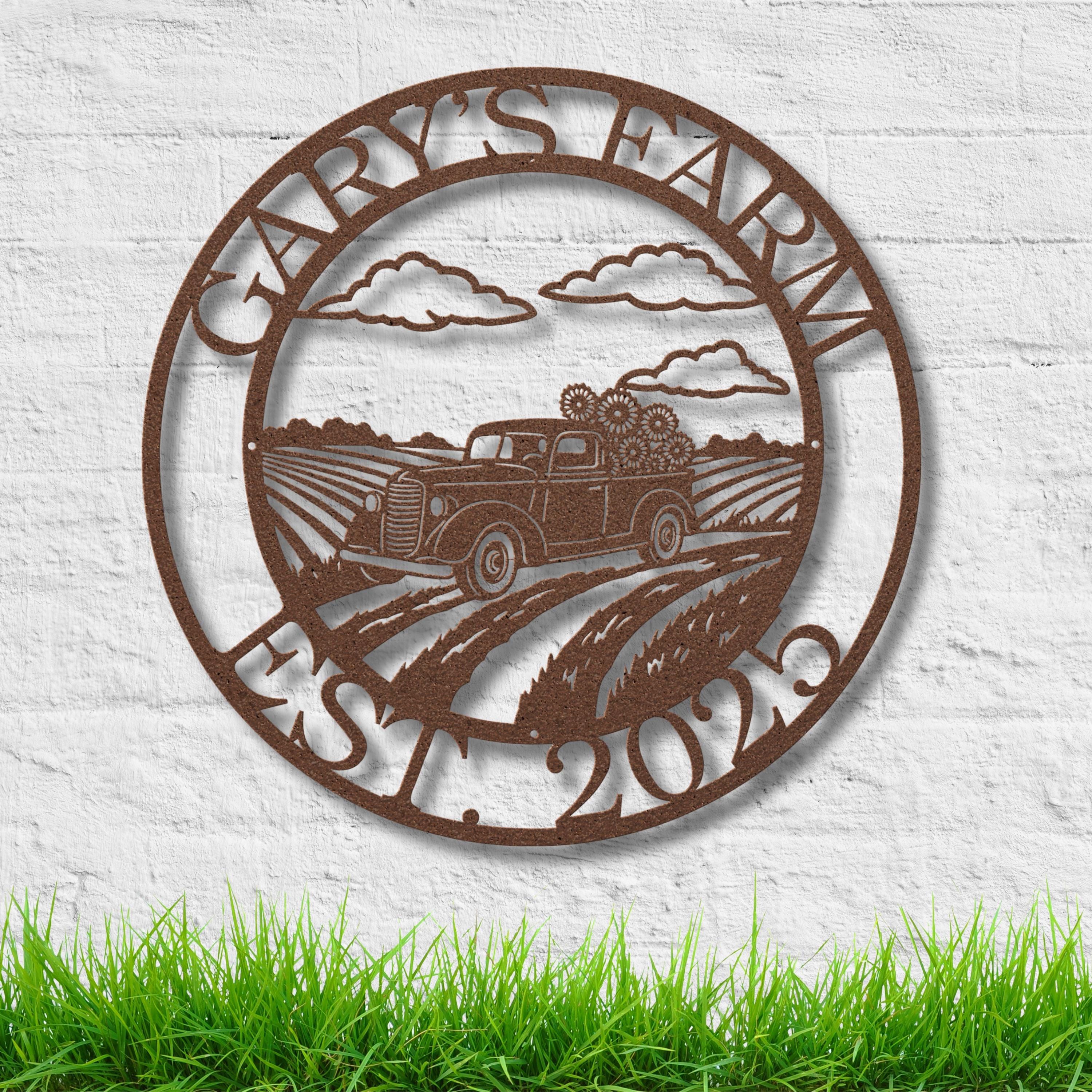 Custom Farm Truck Metal Sign, Personalized Family Name, Established Year