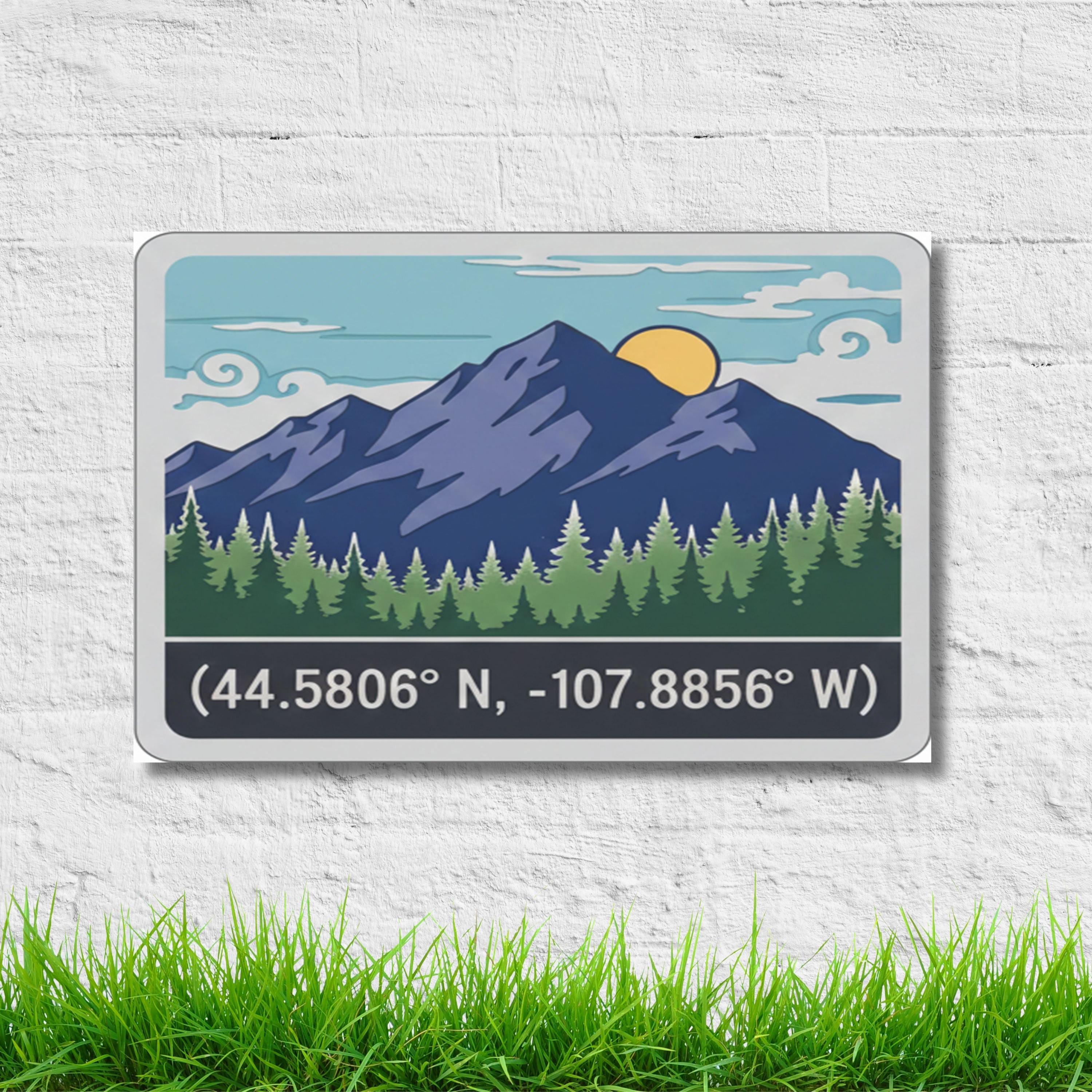 Custom Coordinate Metal Sign, Personalized Mountain Range Wall Art, Adventure Decor, Hiker Gift