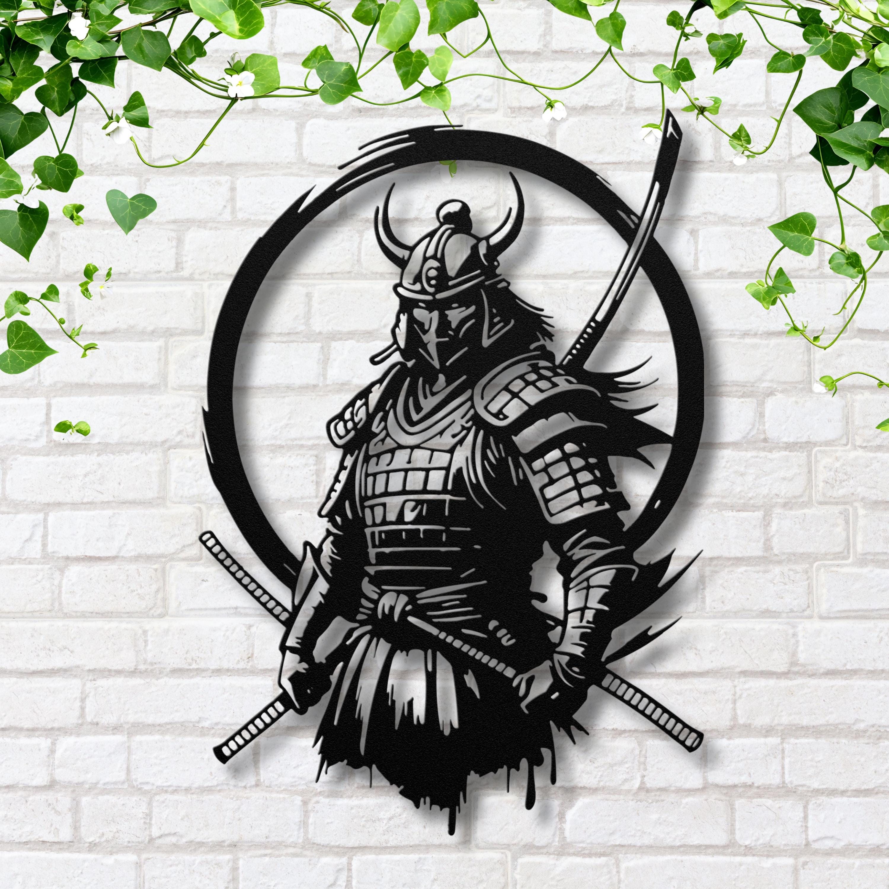 Samurai Metal Wall Art, Japanese Warrior Decor, Bushido Katana Sign, Zen Martial Arts Gift