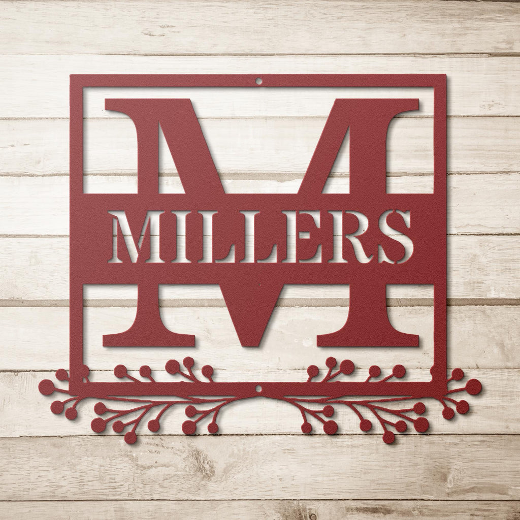Personalized Split Letter Monogram, Metal Sign Floral, Family Name Wall Decor, Wedding Gift