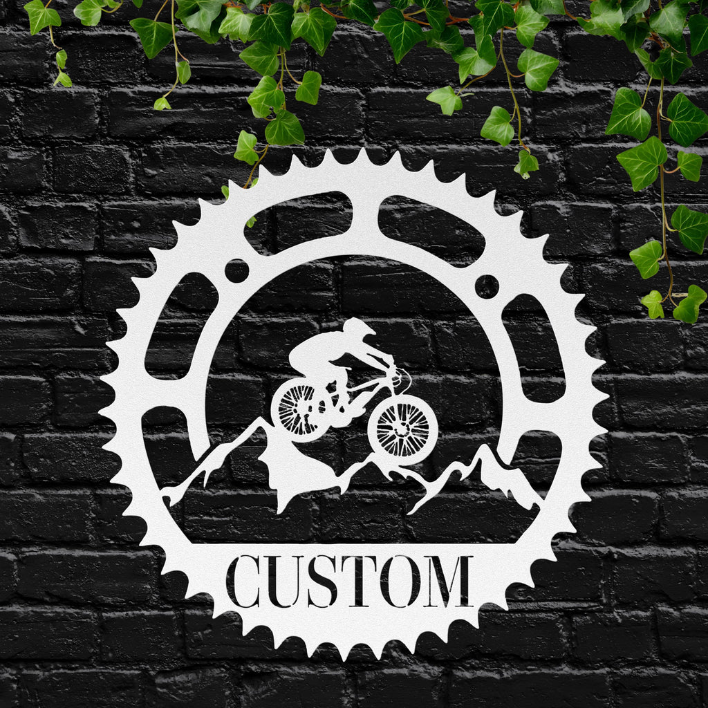 Custom Biker Metal Sign – Mountain Bike Art | Personalized Sports Sign & Garage Decor