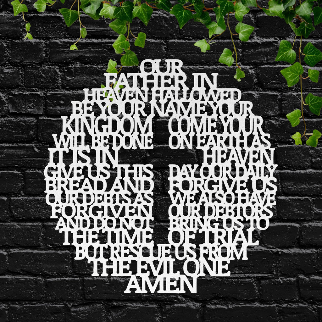 Lords Prayer Metal Wall Art, Our Father Christian Sign, Religious Cross Home Decor