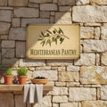 Mediterranean Pantry Metal Sign, Olive Branch Kitchen Decor, Rustic Farmhouse Wall Art