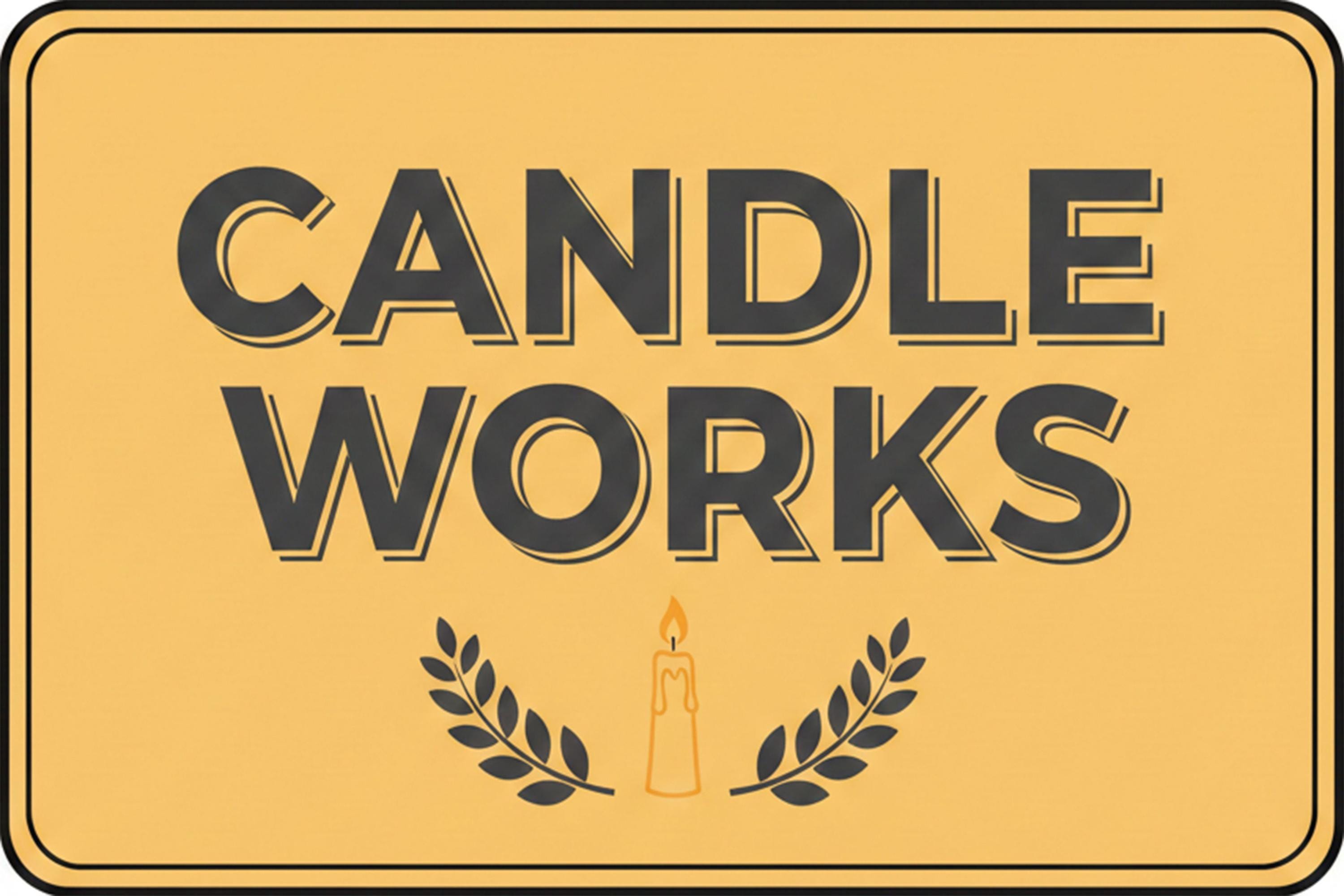 Modern Candle Works Sign, Handmade Wax Art Studio Metal Plaque, Black Yellow Decor Gift