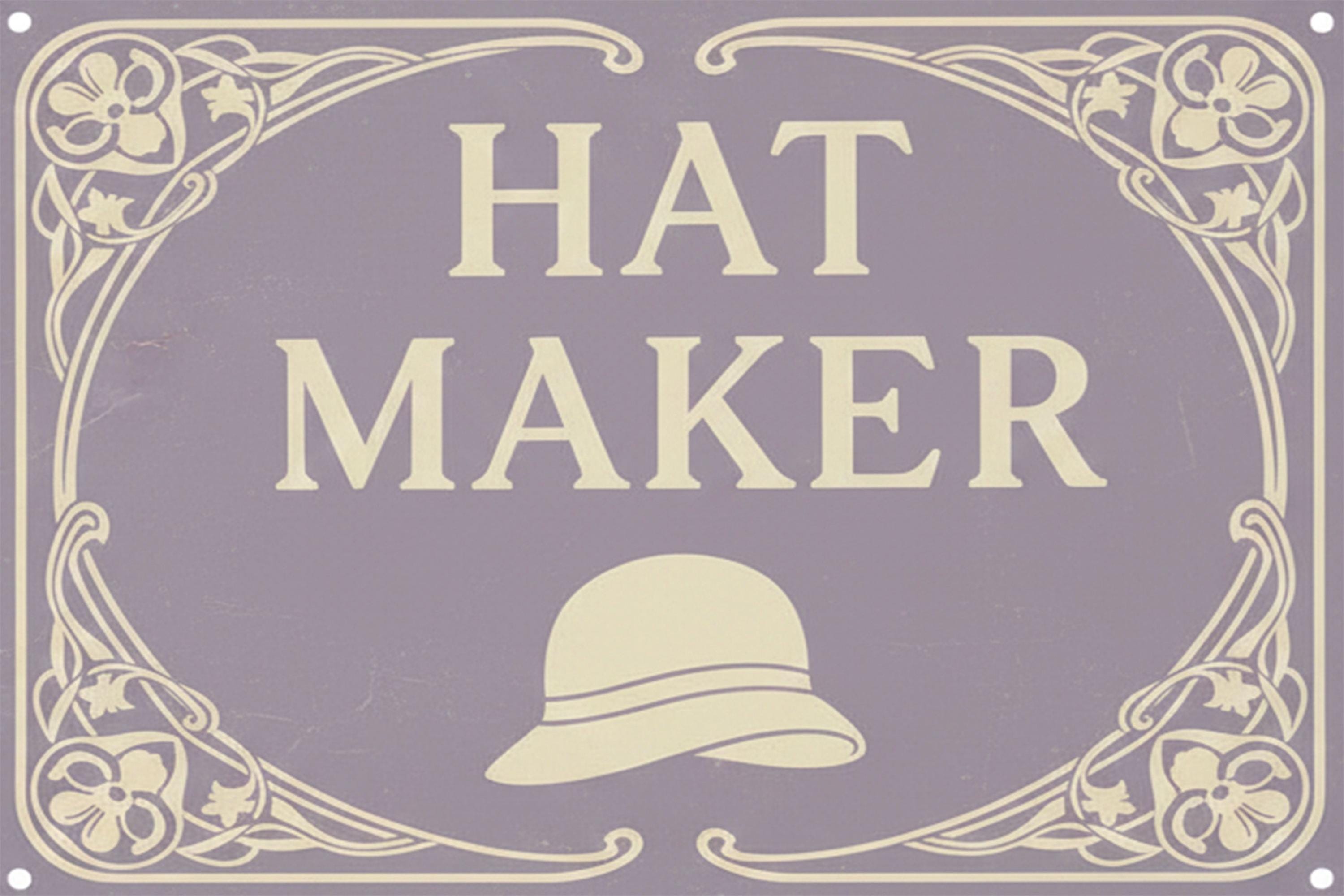 Art Nouveau Hat Maker Sign, Milliner Vintage Fashion Metal Plaque, Boutique Shop Decor