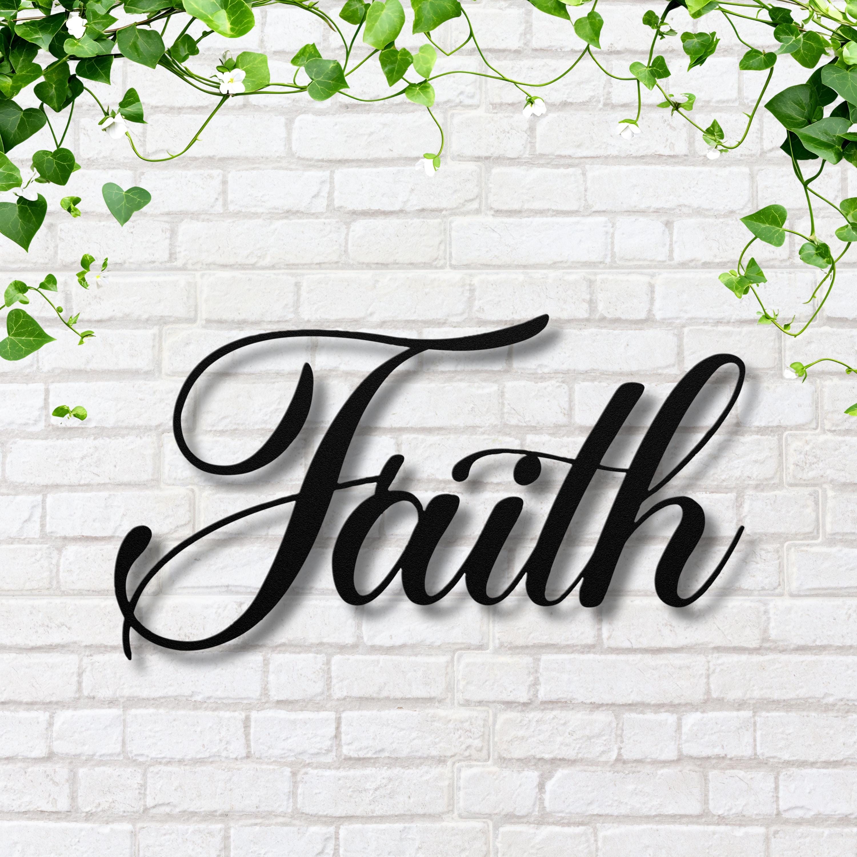 Faith Script Die-Cut Metal Sign, Religious Home Decor, Inspirational Word Art, Christian Gift