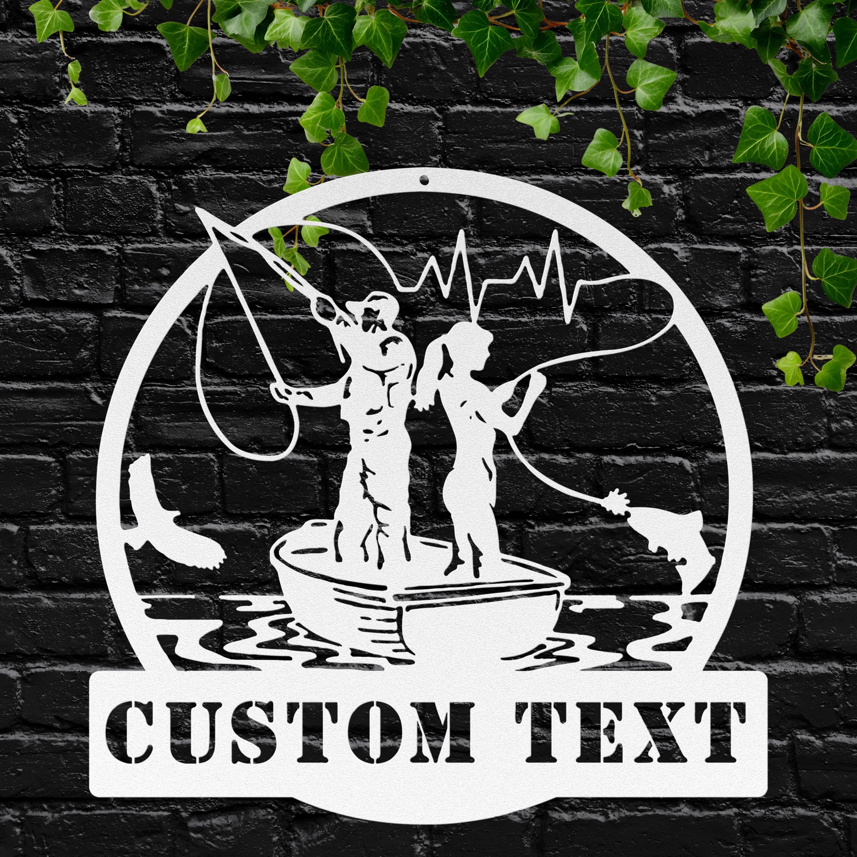Personalized Fishing Sign - Custom Metal Wall Art | Lake Cabin Decor Anniversary Gift