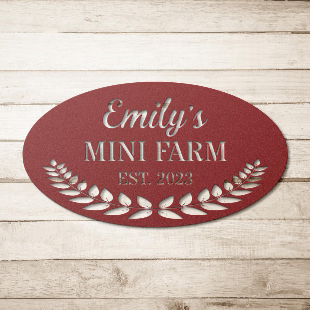 Custom Farm Name Metal Sign: Minimalist Oval Steel Decor