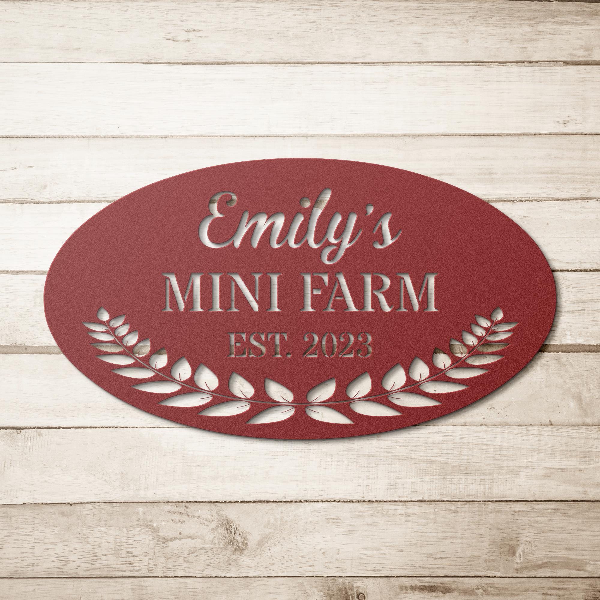 Custom Farm Name Metal Sign: Minimalist Oval Steel Decor