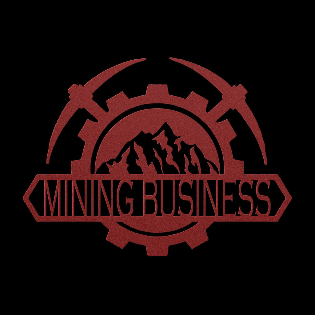 Custom Metal Mining Company Logo Sign: Mattock & Mountain Design