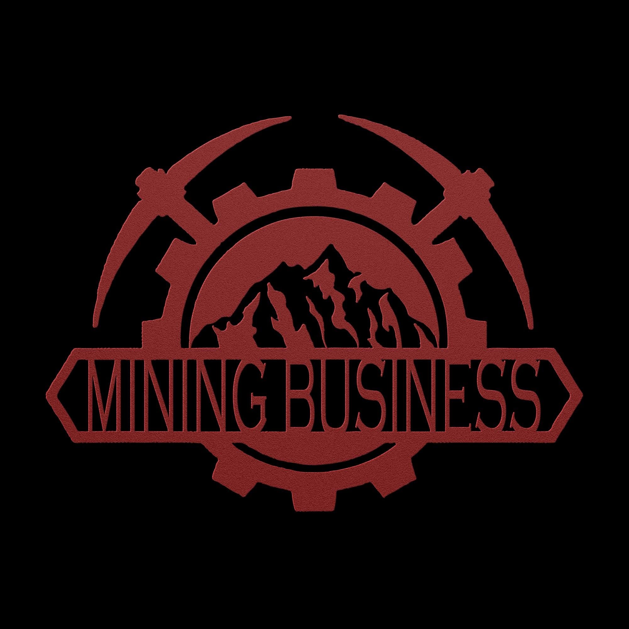 Custom Metal Mining Company Logo Sign: Mattock & Mountain Design