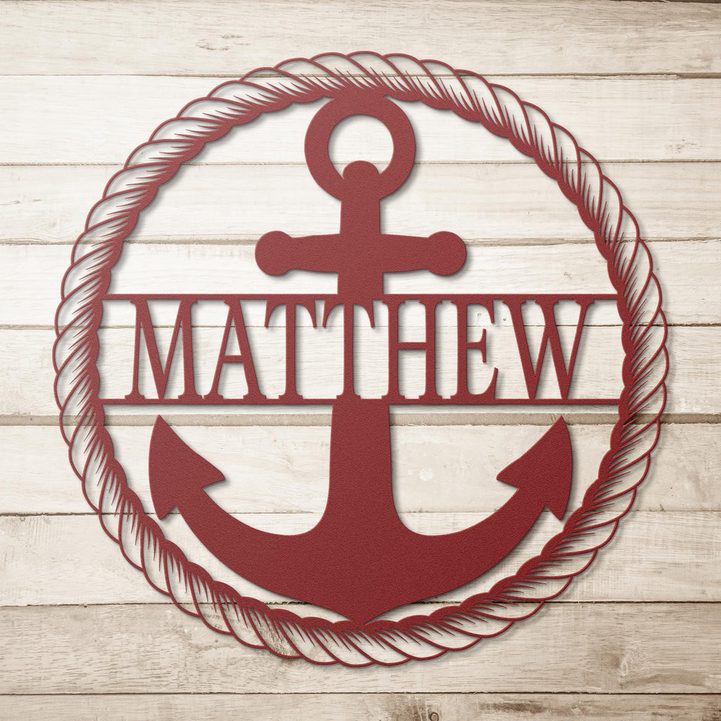 Custom Metal Anchor Sign, Nautical Coastal Decor
