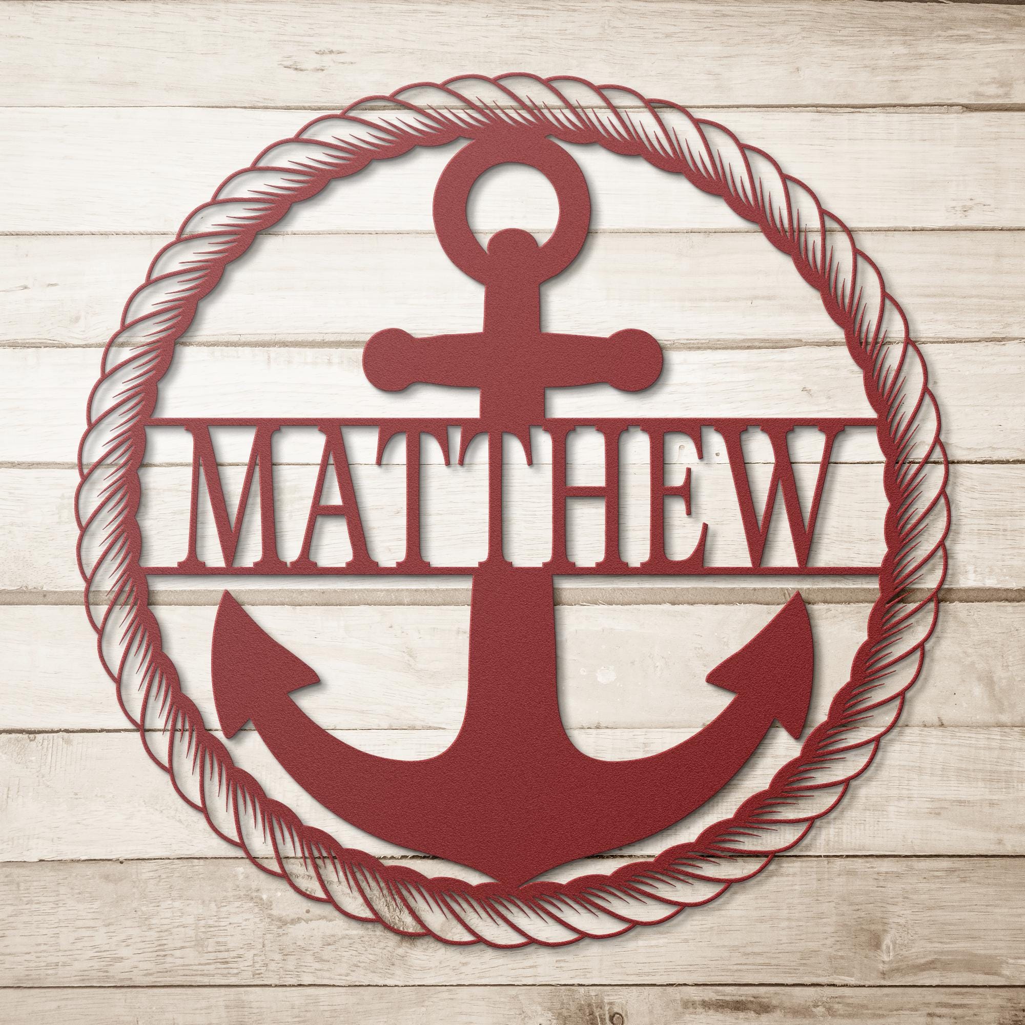 Custom Metal Anchor Sign, Nautical Coastal Decor