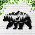Mountain Bear Metal Wall Art: Wildlife Silhouette Cabin Decor