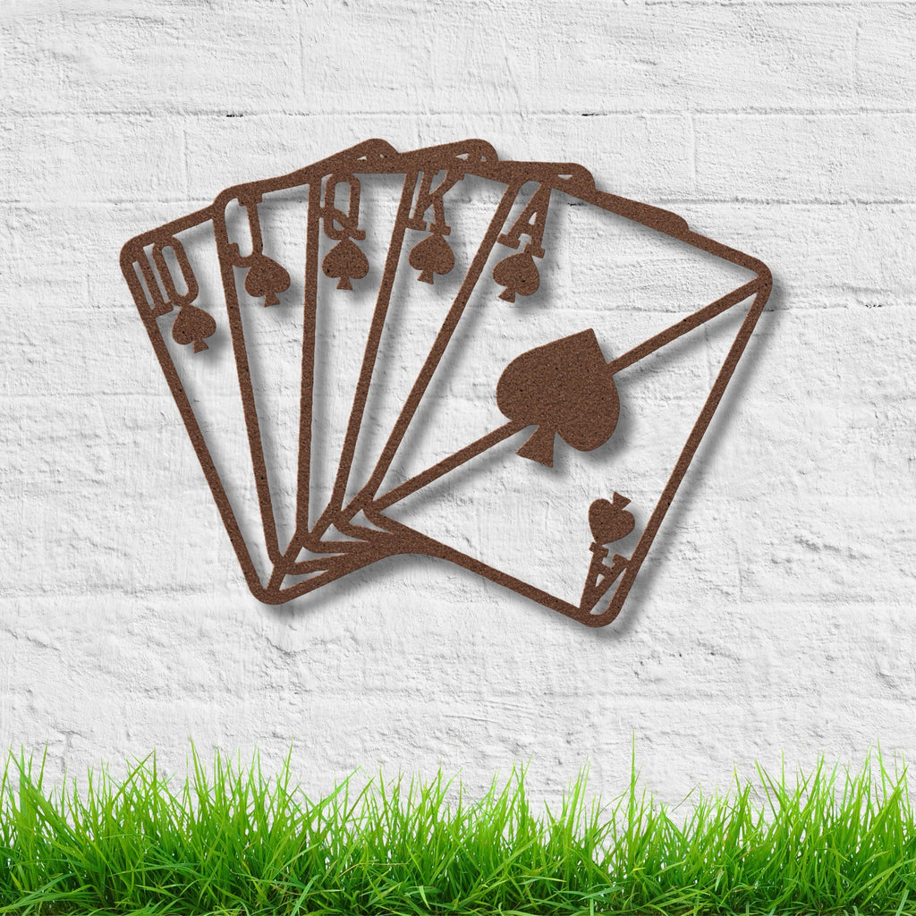 Royal Flush Metal Sign - Poker Game Decor | Spades Ace Wall Art, Man Cave Gift
