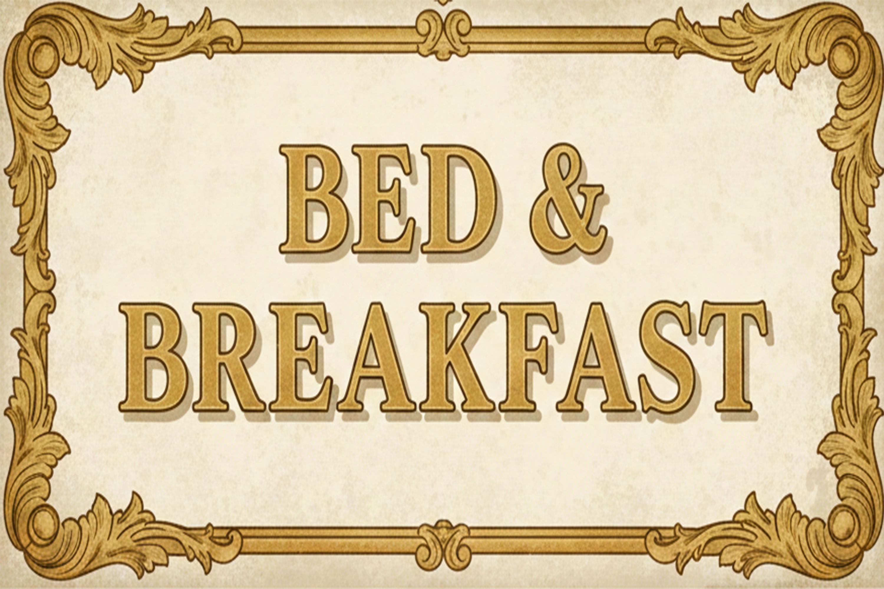 Bed Breakfast Sign - Vintage Inn Plaque | Rustic Guest House Hospitality Decor