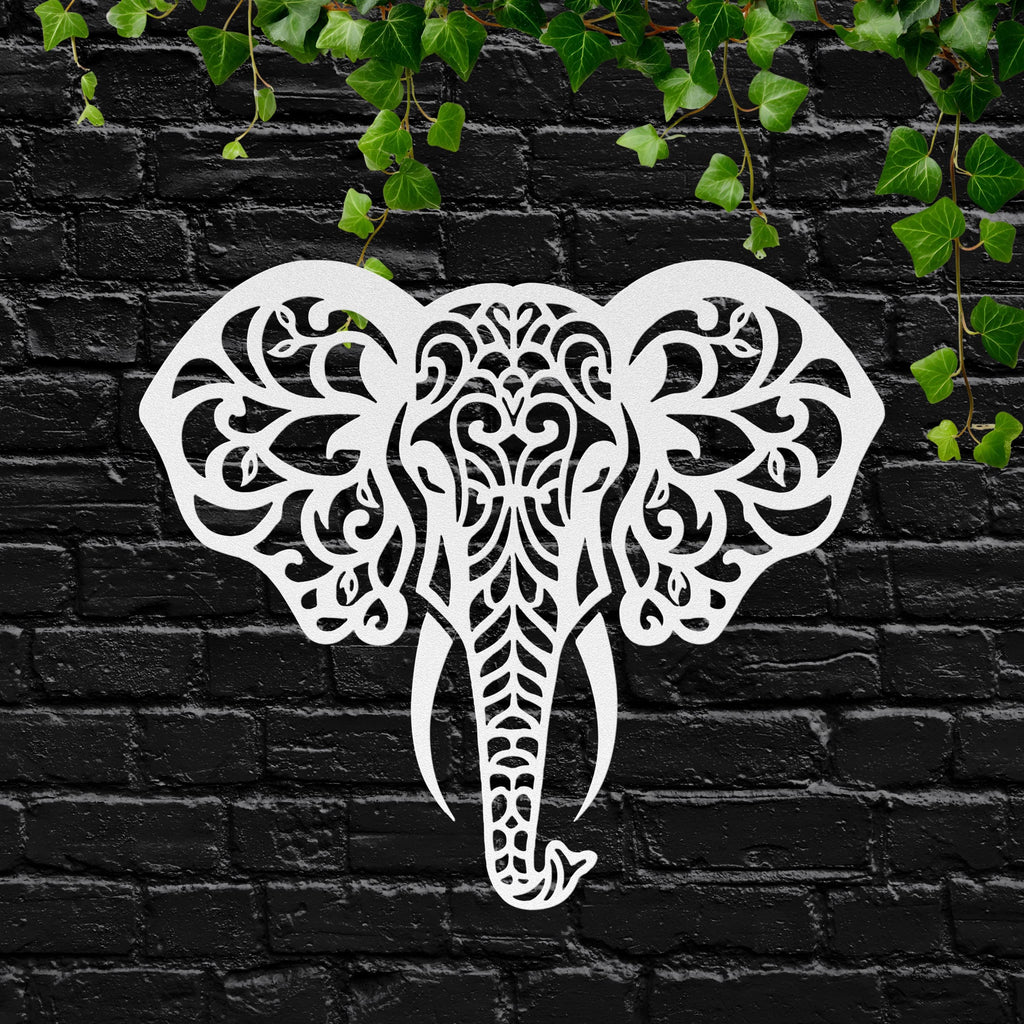 Elephant Metal Wall Art – Mandala Metal Decor | Boho Wall Hanging, Geometric Animal Art