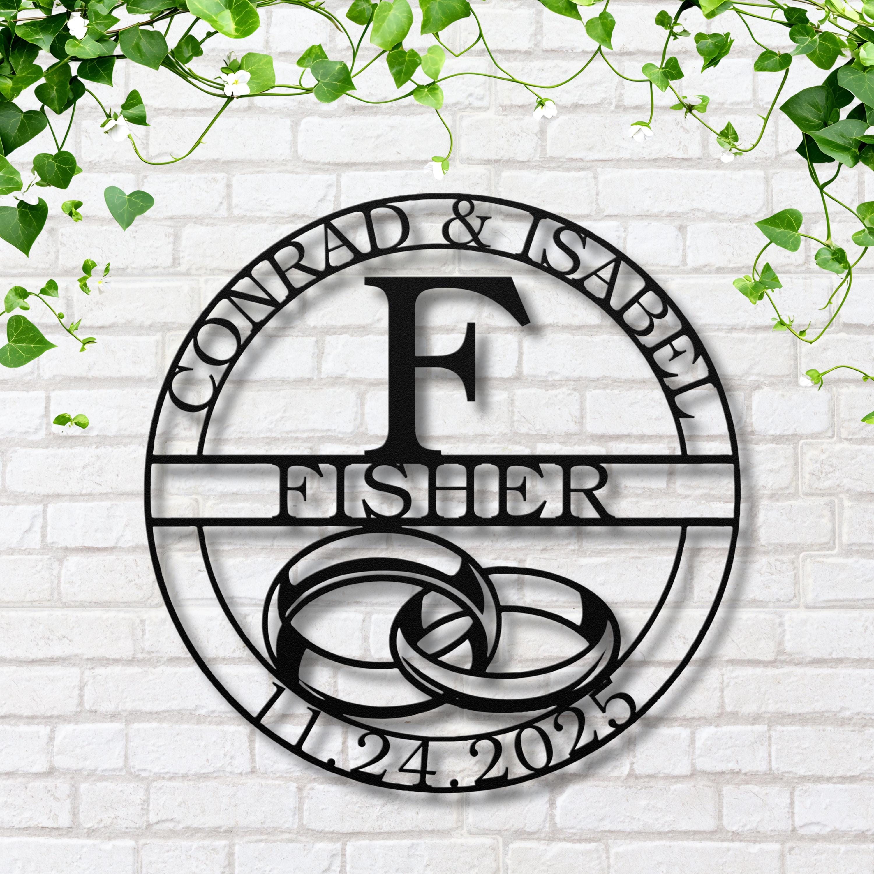 Personalized Wedding Sign - Custom Metal Sign With Couple Names, Date & Monogram