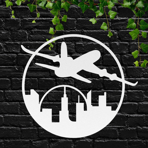 Airplane Cityscape Metal Wall Art | Travel Gift for Pilot