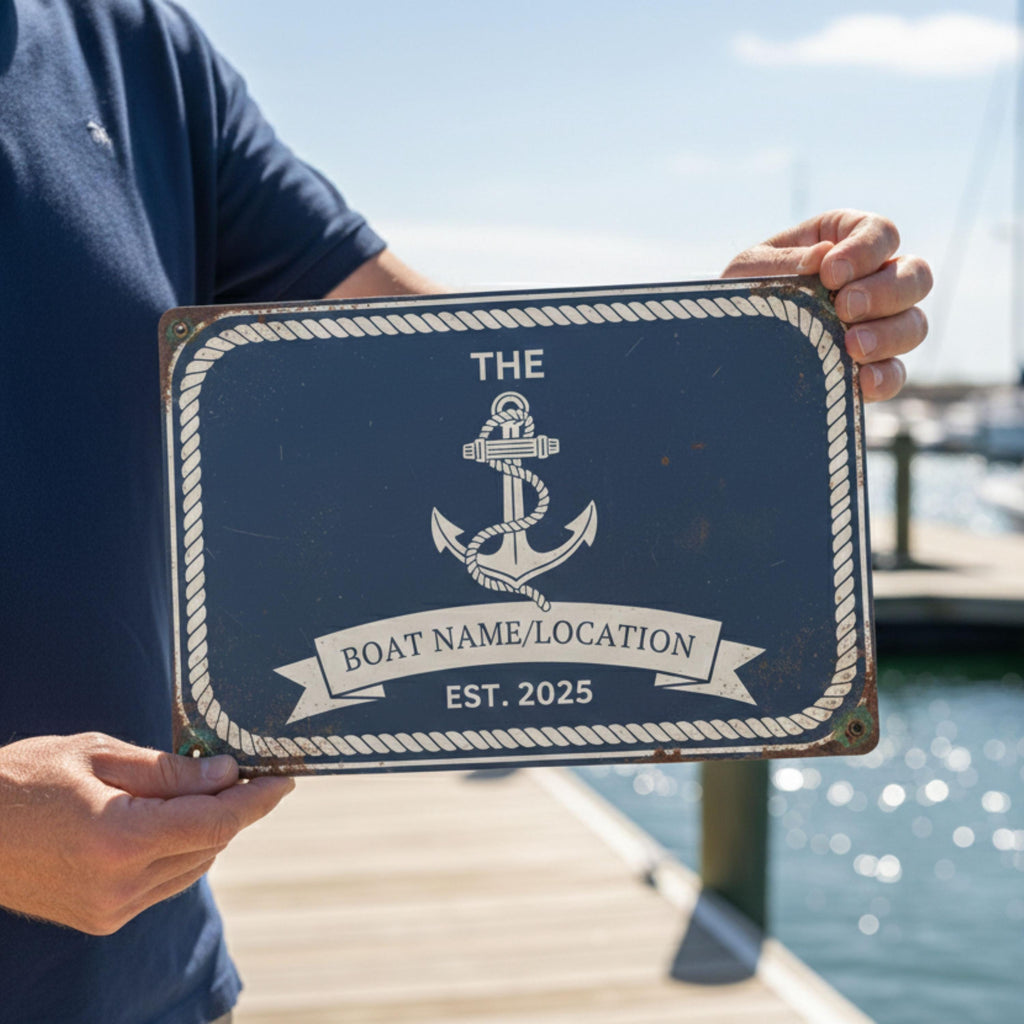 Personalized Boat Name Metal Sign, Nautical Decor, Sailor Gift, Lake House Cabin Wall Sign