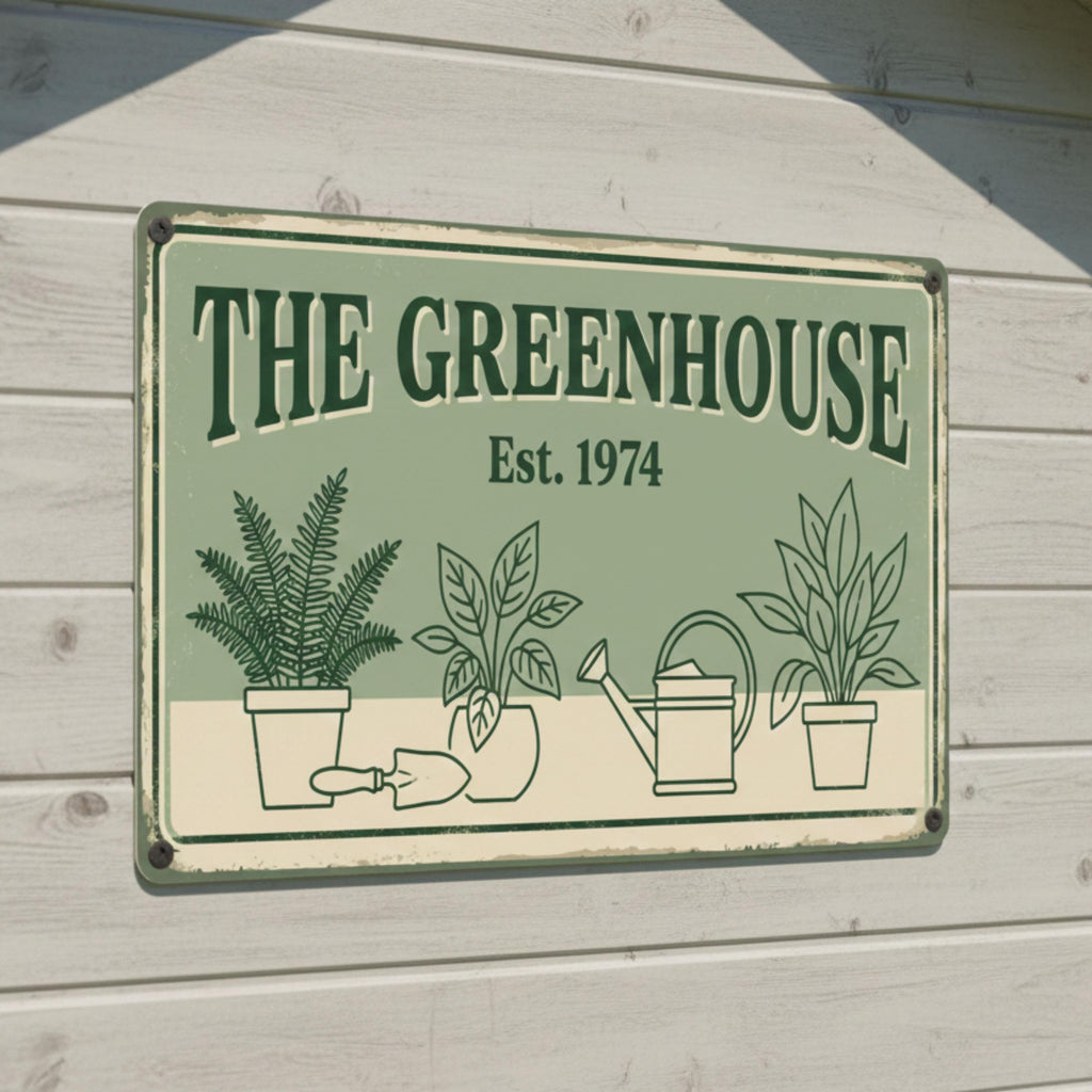 Custom Greenhouse Metal Sign, Personalized Plant Lover Gift, Garden Room Decor, Indoor Garden Wall Art