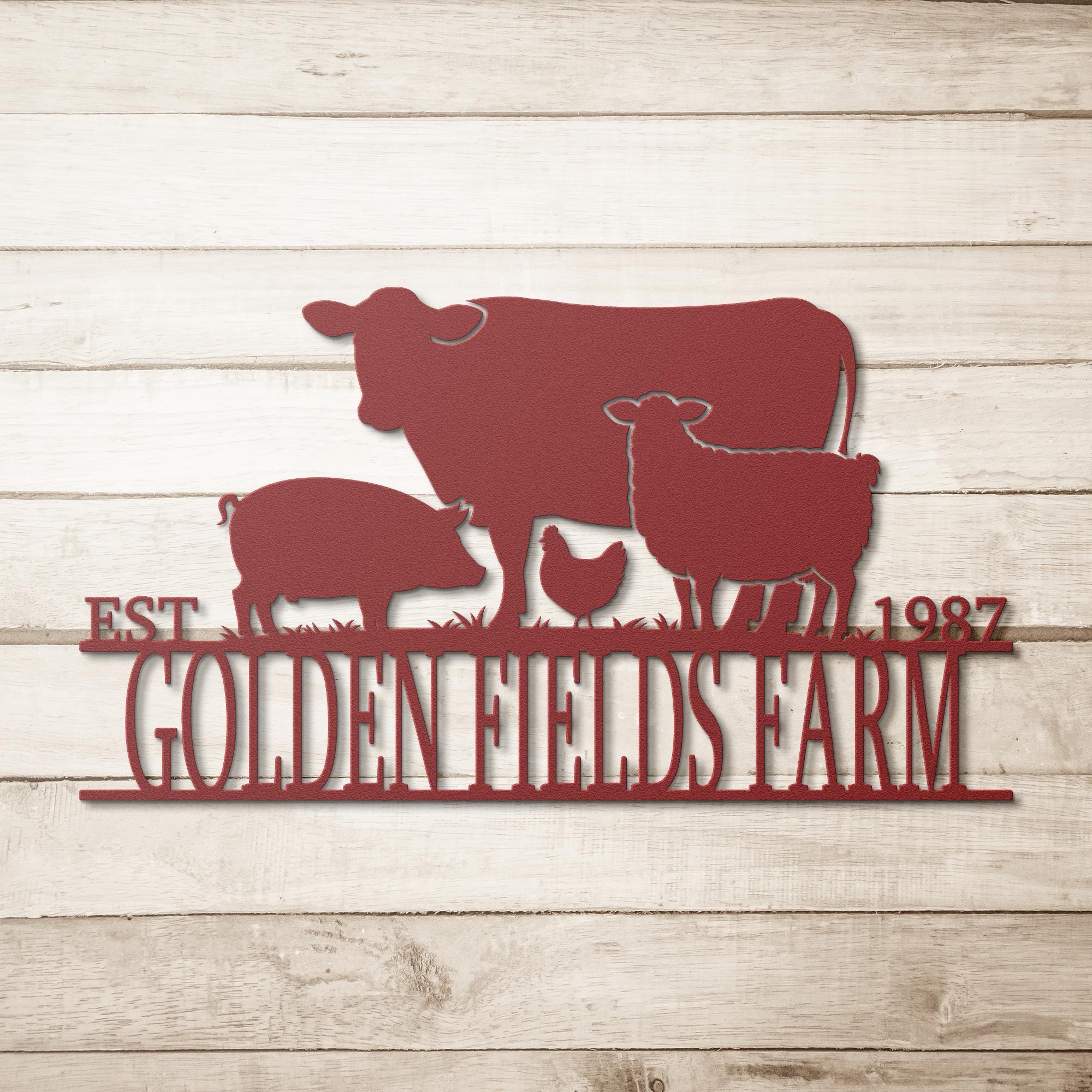 Custom Metal Farm Sign: Ranch Name, Livestock Silhouette, Outdoor Decor