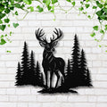 Majestic Buck Metal Wall Art, Deer in Forest Sign, Hunter Lodge Decor