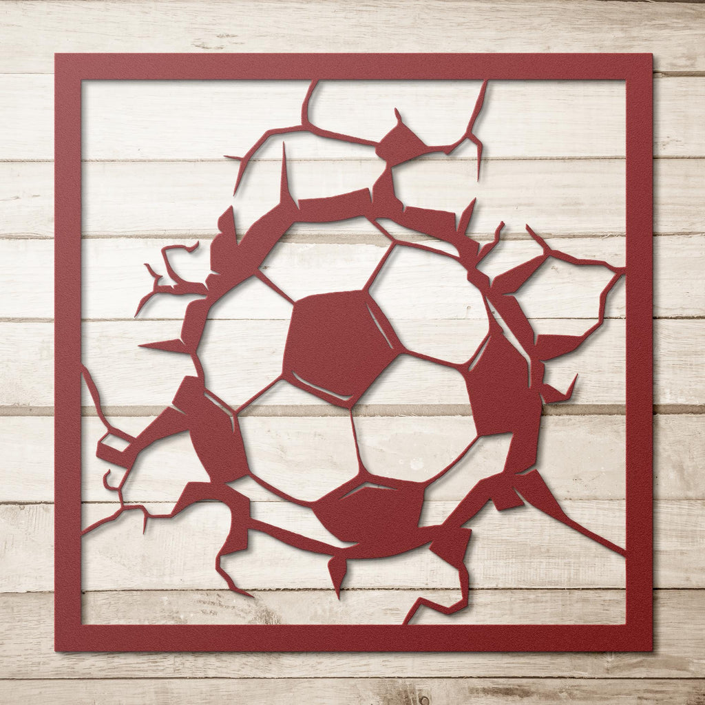 Soccer Ball Metal Wall Art, Cracking Wall Decor, Sports Fan Gift