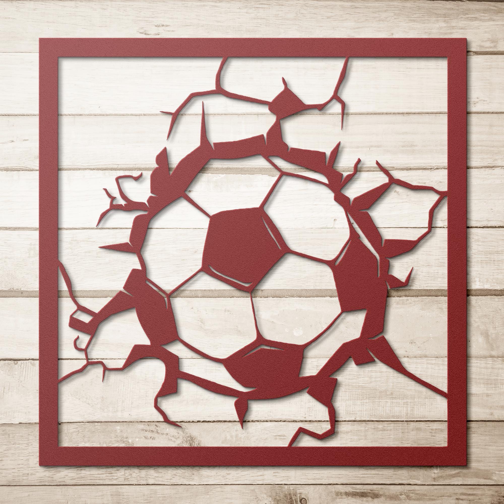 Soccer Ball Metal Wall Art, Cracking Wall Decor, Sports Fan Gift