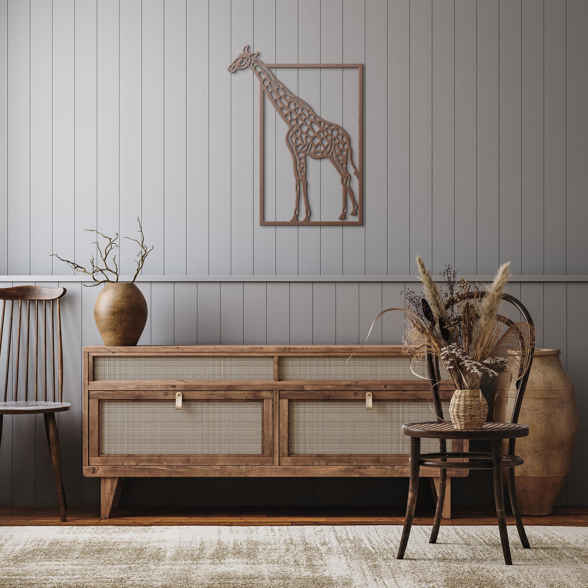 African Giraffe Silhouette Metal Wall Art | Die-Cut Nature Safari Decor | Unique Minimalist Farmhouse Gift for Animal Lovers