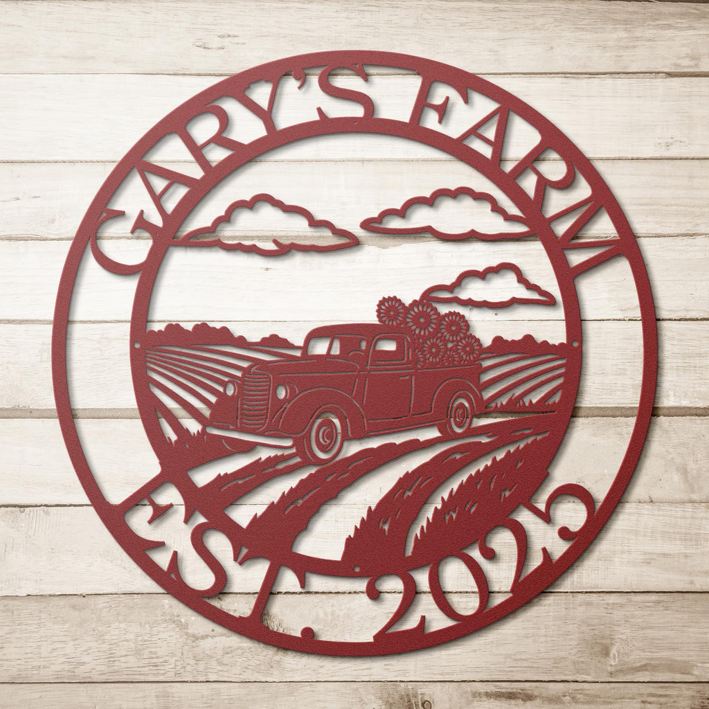 Custom Farm Truck Metal Sign, Personalized Family Name, Established Year