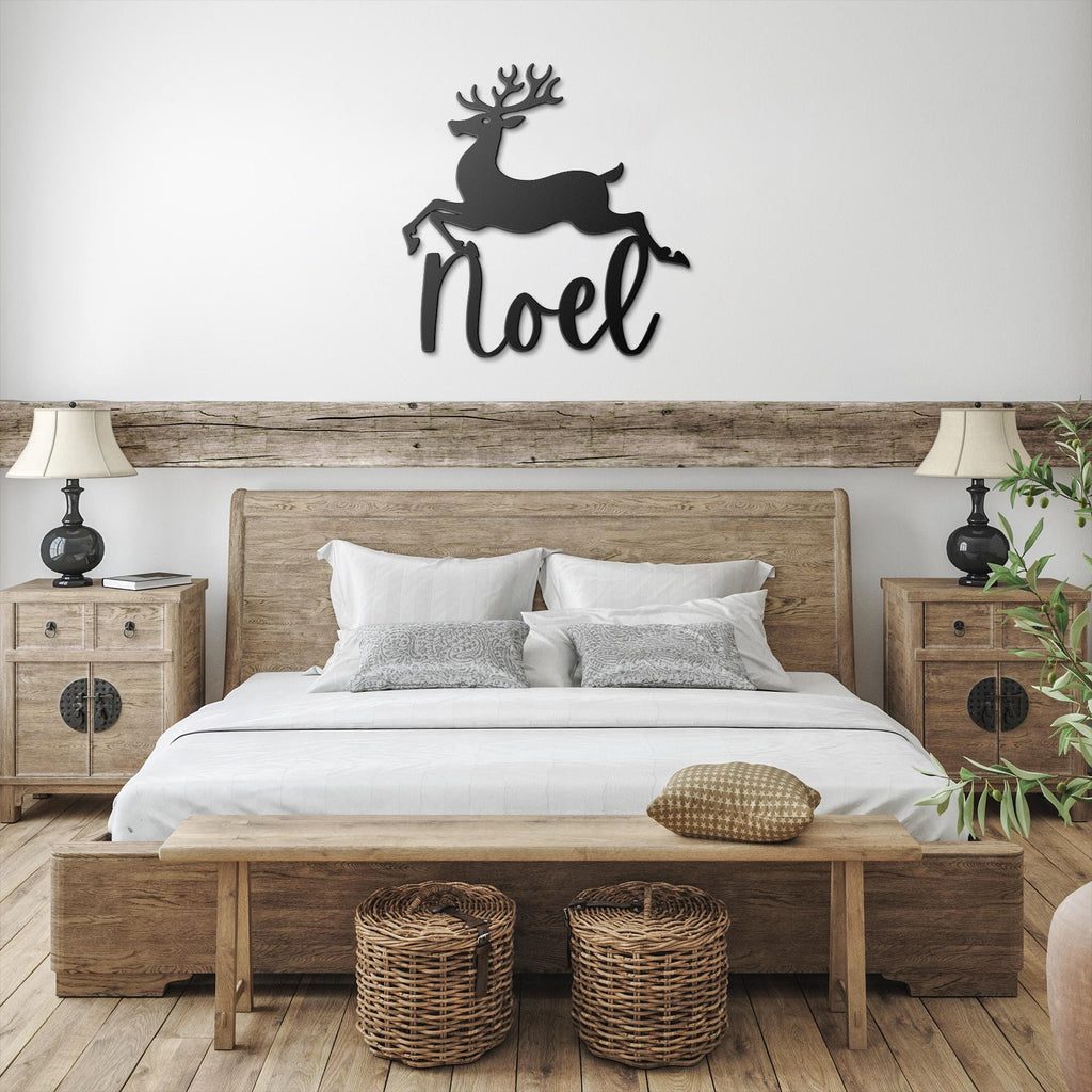 Reindeer Metal Sign, Personalized Christmas Noel Decor