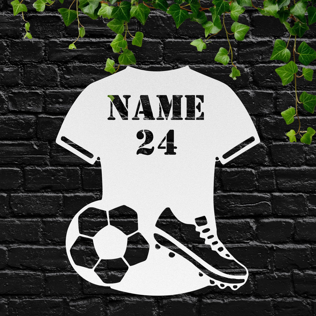 Personalized Soccer Jersey Metal Sign, Custom Name Number Art