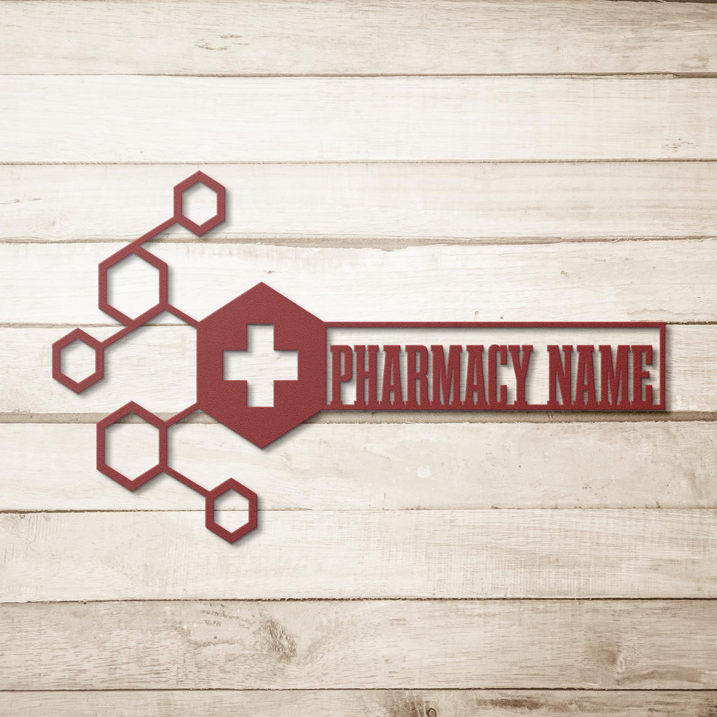 Custom Metal Pharmacy Logo Sign: Personalized Business Decor