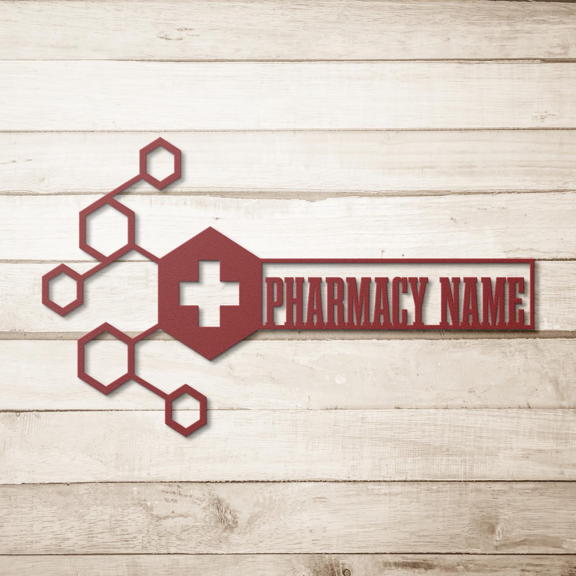 Custom Metal Pharmacy Logo Sign: Personalized Business Decor
