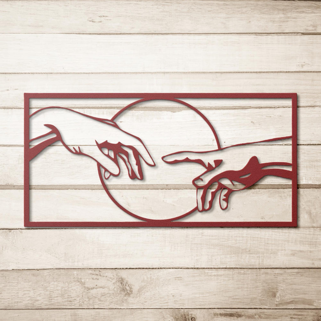Creation of Adam Hands Metal Wall Art | Michelangelo Inspired Decor | Famous Painting Art | Classic Home Die Cut