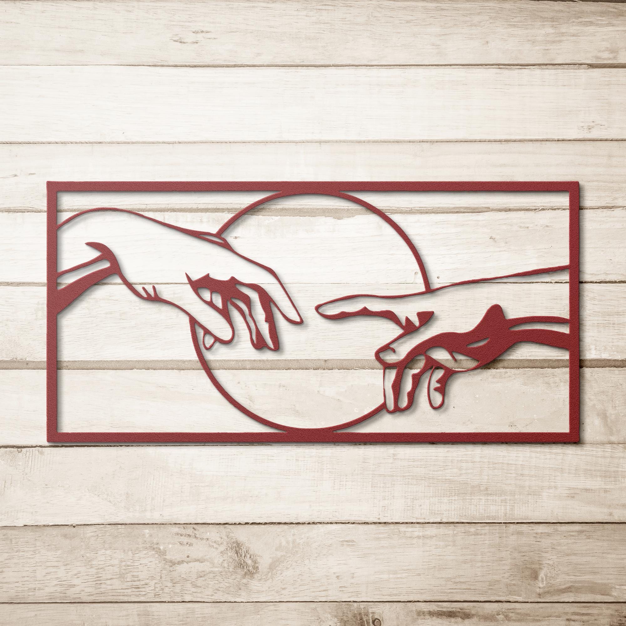 Creation of Adam Hands Metal Wall Art | Michelangelo Inspired Decor | Famous Painting Art | Classic Home Die Cut
